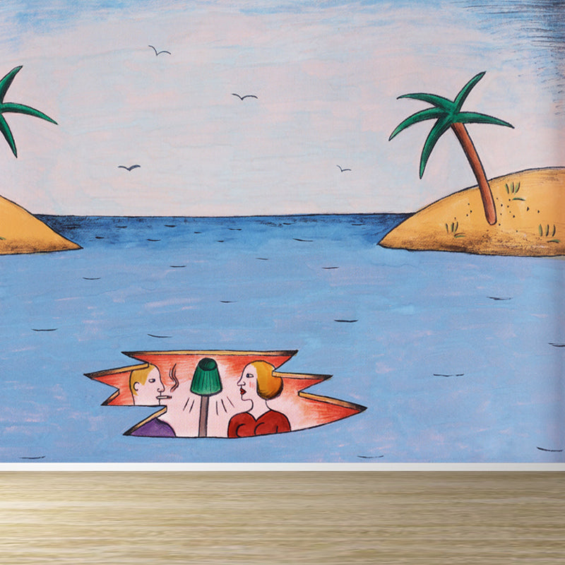 Illustration Style Art Print Mural Decal for Living Room, Soft Color, Custom Size Available Clearhalo 'Wall Decor' 'Wall Mural' 1689256