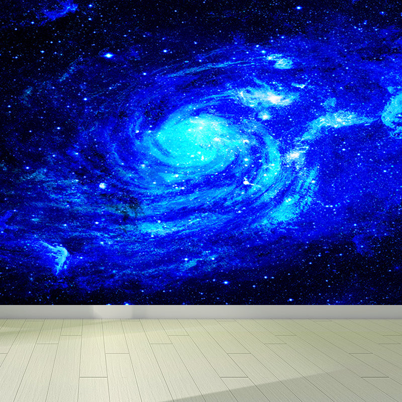 Contemporary Stars Spiral Scenery Mural Wallpaper Blue Astronomy and Space Wall Covering Blue Design 1 Clearhalo 'Wall Decor' 'Wall Mural' 1689264