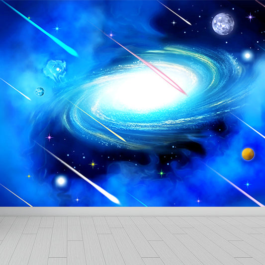 Contemporary Stars Spiral Scenery Mural Wallpaper Blue Astronomy and Space Wall Covering