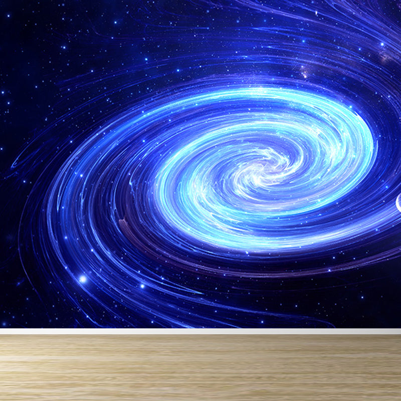 Contemporary Stars Spiral Scenery Mural Wallpaper Blue Astronomy and Space Wall Covering Clearhalo 'Wall Decor' 'Wall Mural' 1689275