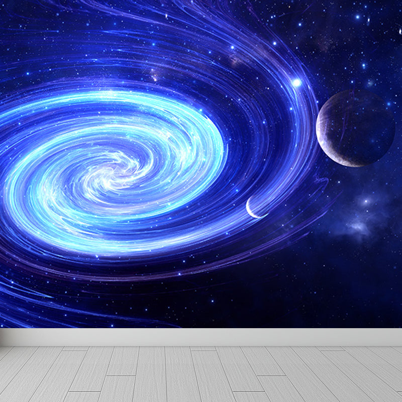 Contemporary Stars Spiral Scenery Mural Wallpaper Blue Astronomy and Space Wall Covering Clearhalo 'Wall Decor' 'Wall Mural' 1689276