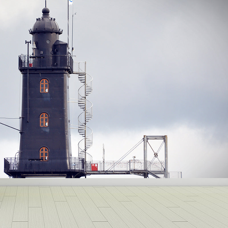 Grand Lighthouse Mural Wallpaper for Dining Room Human Landscape Wall Covering, Customized Clearhalo 'Wall Decor' 'Wall Mural' 1689311