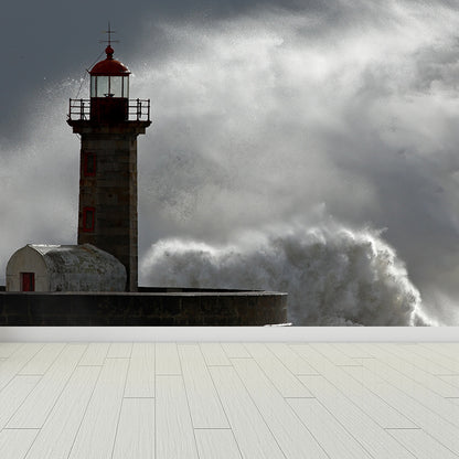 Grand Lighthouse Mural Wallpaper for Dining Room Human Landscape Wall Covering, Customized Grey Design 2 Clearhalo 'Wall Decor' 'Wall Mural' 1689314