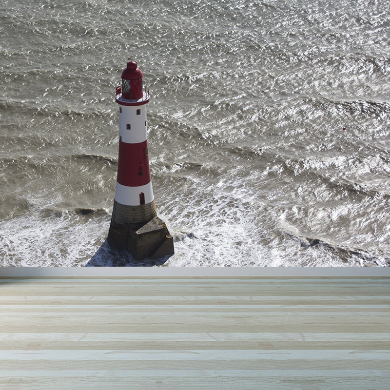 Grand Lighthouse Mural Wallpaper for Dining Room Human Landscape Wall Covering, Customized Clearhalo 'Wall Decor' 'Wall Mural' 1689320