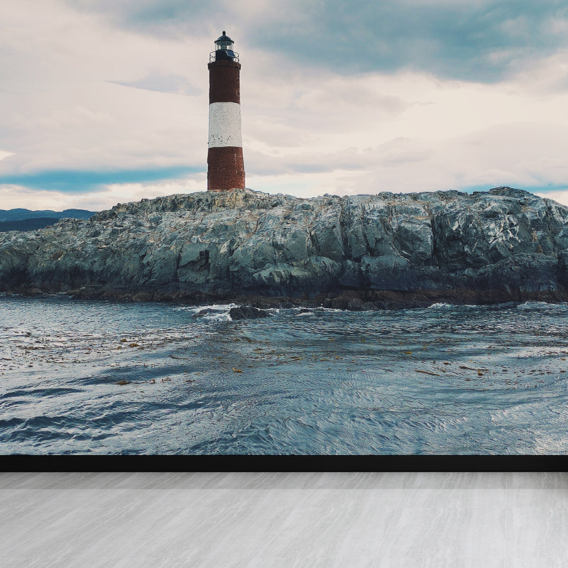 Grand Lighthouse Mural Wallpaper for Dining Room Human Landscape Wall Covering, Customized Grey Design 4 Clearhalo 'Wall Decor' 'Wall Mural' 1689324