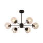 Amber/Blue/Clear Glass Spherical Chandelier Light Post Modern 6/8/10 Lights Black Pendant Lamp for Bedroom Clearhalo 'Ceiling Lights' 'Chandeliers' 'Clear' 'Glass shade' 'Glass' 'Industrial' 'Modern Chandeliers' 'Modern' 'Tiffany' 'Traditional Chandeliers' Lighting' 168934