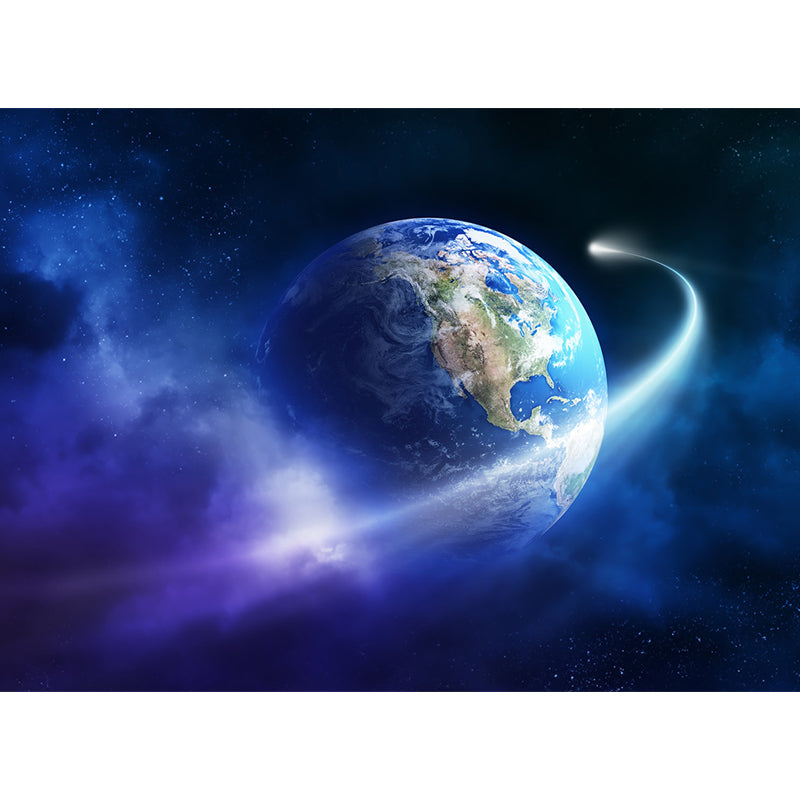 Amazing Planet Scene Mural Decal Blue Contemporary Wall Covering for Living Room Clearhalo 'Wall Decor' 'Wall Mural' 1689347