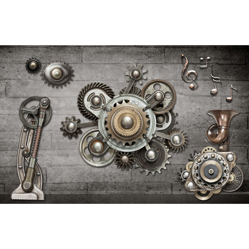 Industrial Style Teenagers Mural Decor Metal Spur Gear Pastel Color Wall Covering Clearhalo 'Wall Decor' 'Wall Mural' 1689422