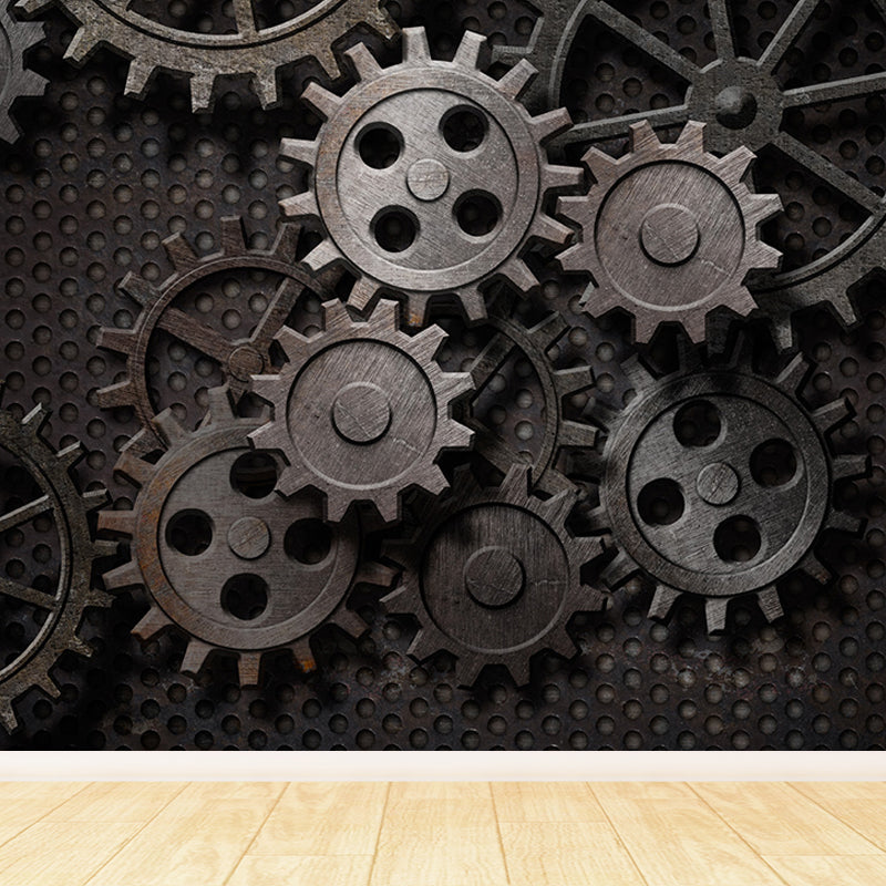 Industrial Style Teenagers Mural Decor Metal Spur Gear Pastel Color Wall Covering Clearhalo 'Wall Decor' 'Wall Mural' 1689425