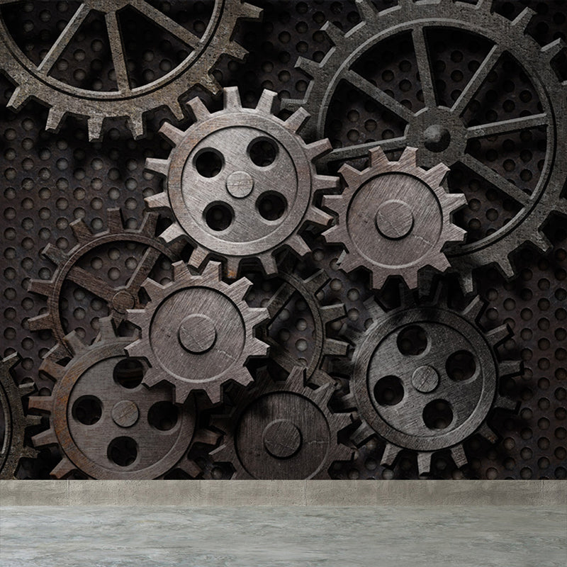 Industrial Style Teenagers Mural Decor Metal Spur Gear Pastel Color Wall Covering Clearhalo 'Wall Decor' 'Wall Mural' 1689426