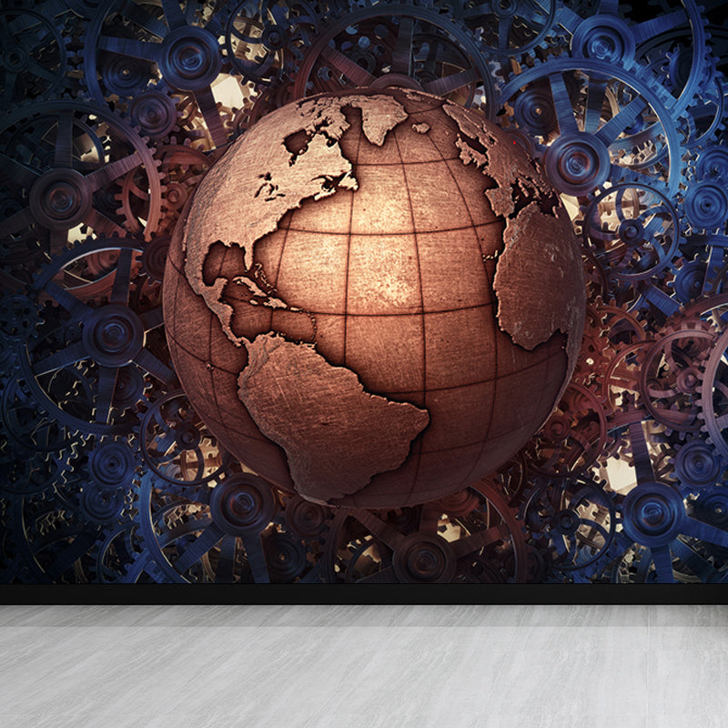 Industrial Style Teenagers Mural Decor Metal Spur Gear Pastel Color Wall Covering Clearhalo 'Wall Decor' 'Wall Mural' 1689430