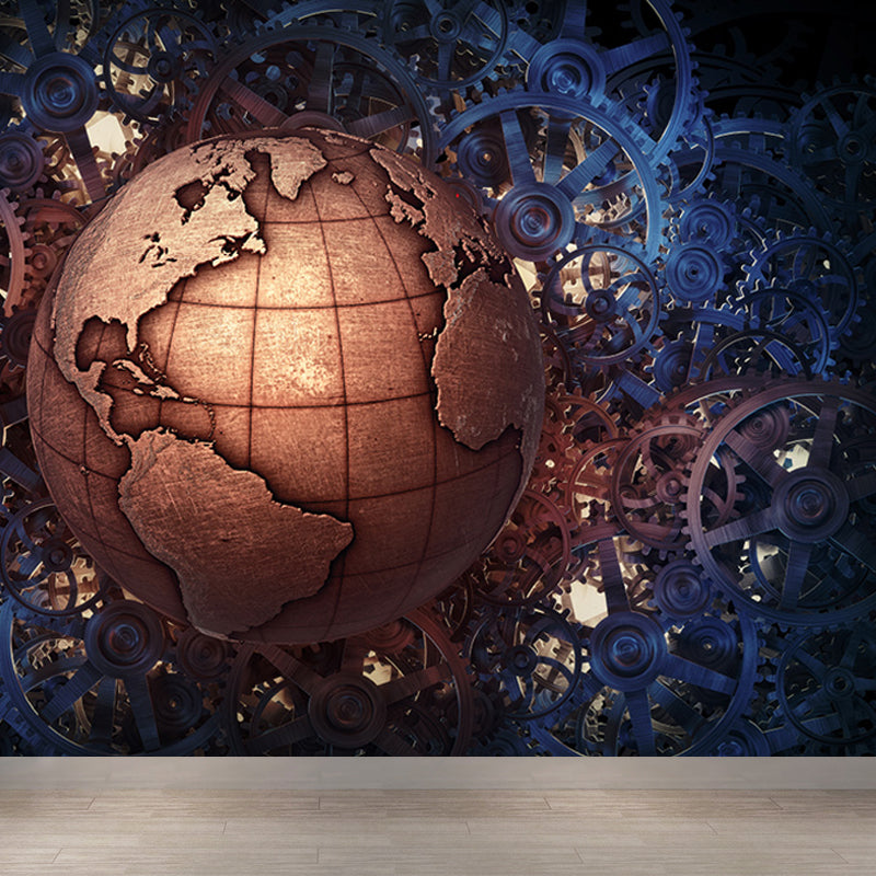 Industrial Style Teenagers Mural Decor Metal Spur Gear Pastel Color Wall Covering Clearhalo 'Wall Decor' 'Wall Mural' 1689431