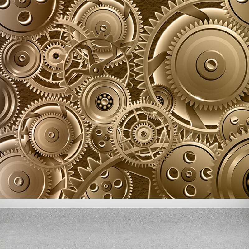 Industrial Metal Gear Mural Decal Light Color Dining Room Wall Covering, Personalized Clearhalo 'Wall Decor' 'Wall Mural' 1689445