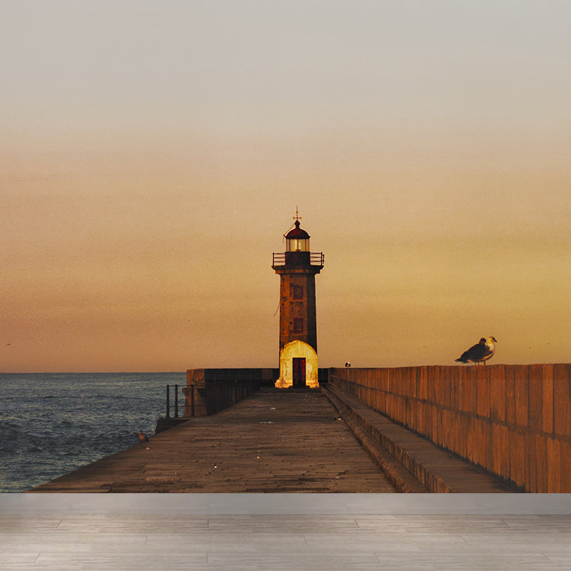 Full Size Photography Coastal Mural Wallpaper with Seaside Lighthouse Scenery in Blue Blue Design 3 Clearhalo 'Wall Decor' 'Wall Mural' 1689459
