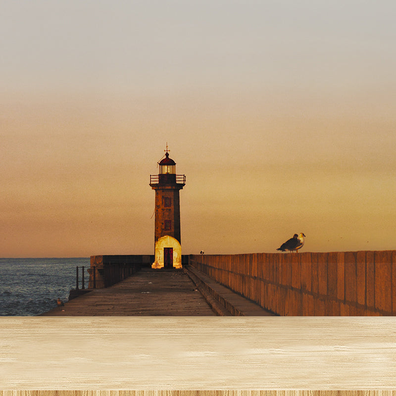 Full Size Photography Coastal Mural Wallpaper with Seaside Lighthouse Scenery in Blue Clearhalo 'Wall Decor' 'Wall Mural' 1689460
