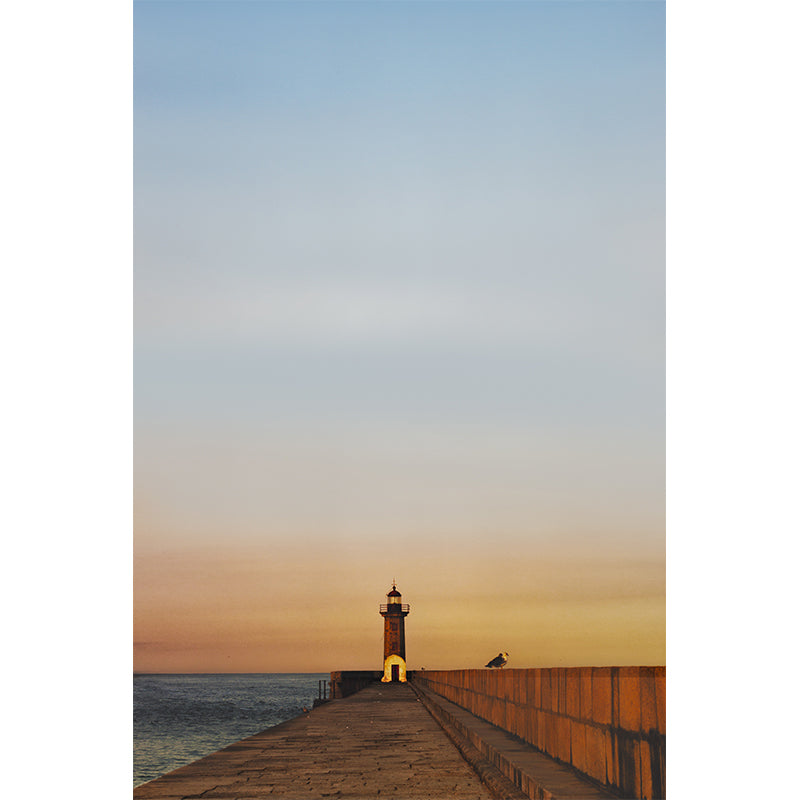 Full Size Photography Coastal Mural Wallpaper with Seaside Lighthouse Scenery in Blue Clearhalo 'Wall Decor' 'Wall Mural' 1689462