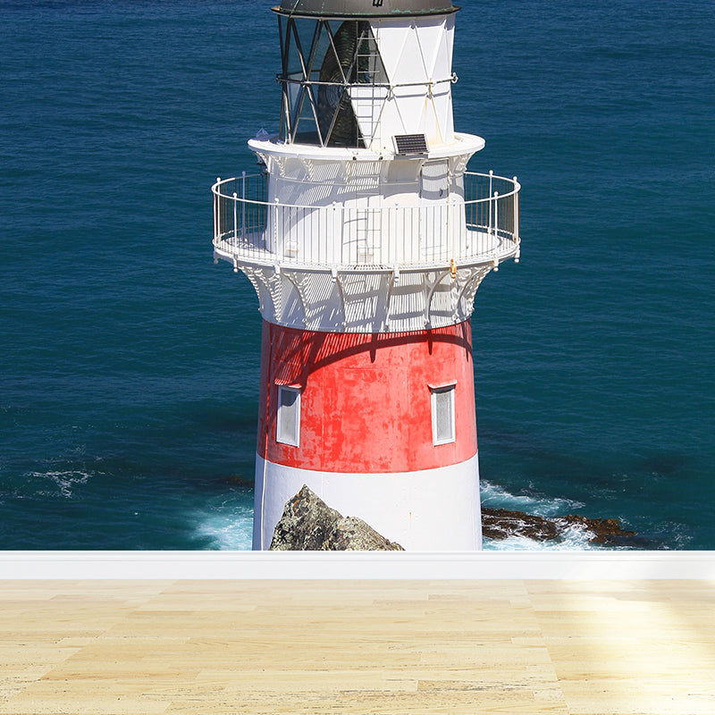 Full Size Photography Coastal Mural Wallpaper with Seaside Lighthouse Scenery in Blue Blue Design 4 Clearhalo 'Wall Decor' 'Wall Mural' 1689464