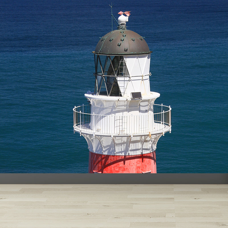 Full Size Photography Coastal Mural Wallpaper with Seaside Lighthouse Scenery in Blue Clearhalo 'Wall Decor' 'Wall Mural' 1689466