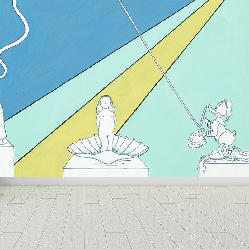 Illustration Style Figure Wall Mural Giant Wall Covering for Dining Room, Custom Clearhalo 'Wall Decor' 'Wall Mural' 1689496