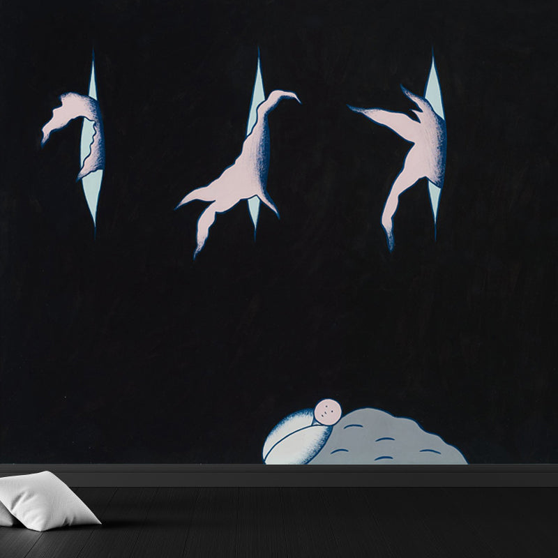 Illustration Style Figure Wall Mural Giant Wall Covering for Dining Room, Custom Clearhalo 'Wall Decor' 'Wall Mural' 1689500