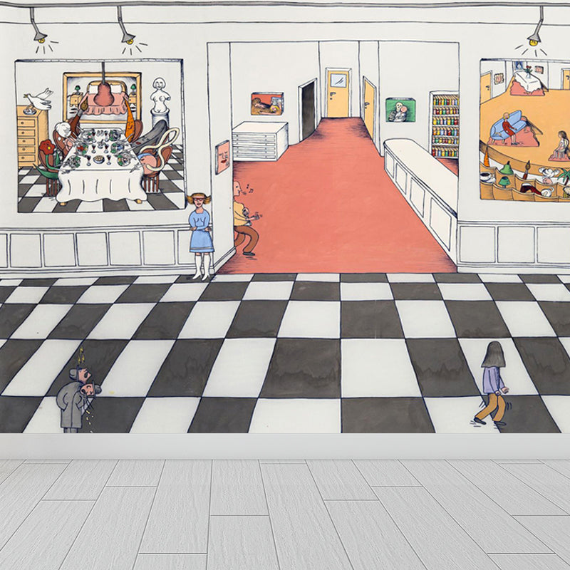 Illustration Style Figure Wall Mural Giant Wall Covering for Dining Room, Custom Clearhalo 'Wall Decor' 'Wall Mural' 1689505