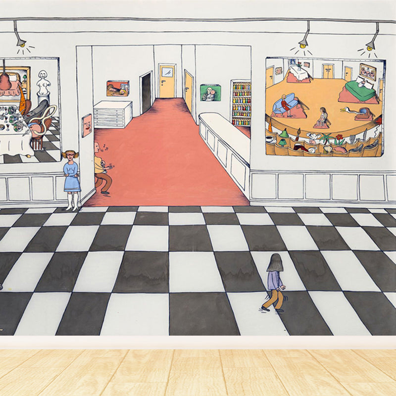 Illustration Style Figure Wall Mural Giant Wall Covering for Dining Room, Custom Clearhalo 'Wall Decor' 'Wall Mural' 1689506