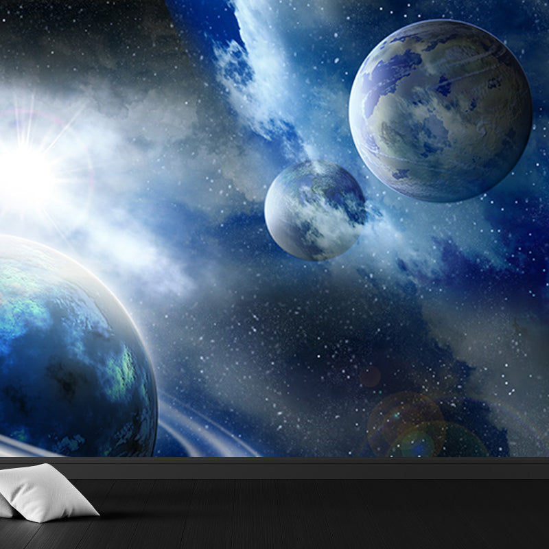 Miraculous Planet Scene Mural Decal Wallpaper Modern Non-Woven Material Wall Art Clearhalo 'Wall Decor' 'Wall Mural' 1689511