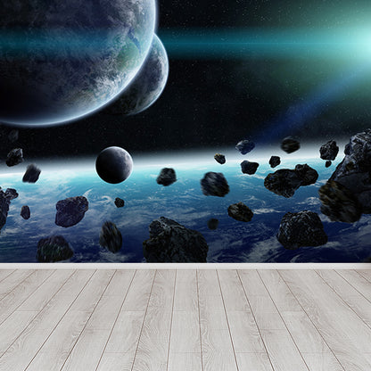 Miraculous Planet Scene Mural Decal Wallpaper Modern Non-Woven Material Wall Art Blue Design 4 Clearhalo 'Wall Decor' 'Wall Mural' 1689524