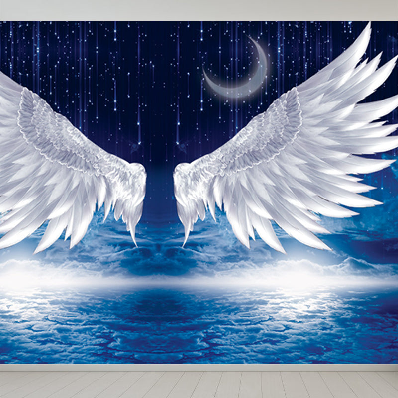 Photography Moon and Stars Mural Giant Wall Covering for Dining Room, Custom Printed Clearhalo 'Wall Decor' 'Wall Mural' 1689536