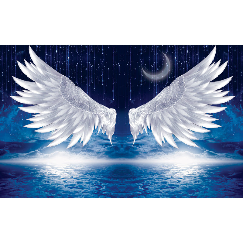 Photography Moon and Stars Mural Giant Wall Covering for Dining Room, Custom Printed Clearhalo 'Wall Decor' 'Wall Mural' 1689537