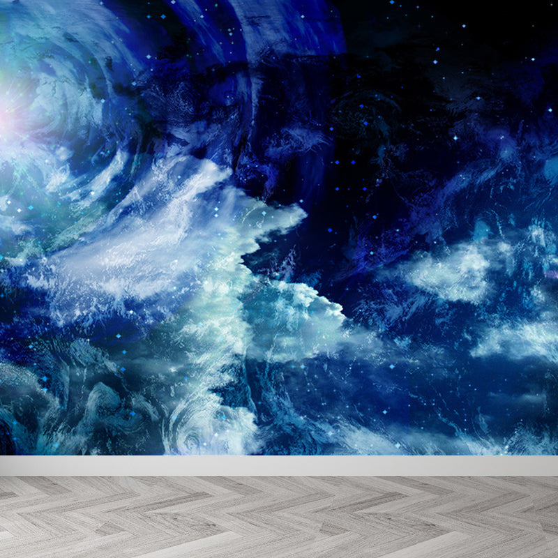 Photography Moon and Stars Mural Giant Wall Covering for Dining Room, Custom Printed Clearhalo 'Wall Decor' 'Wall Mural' 1689546