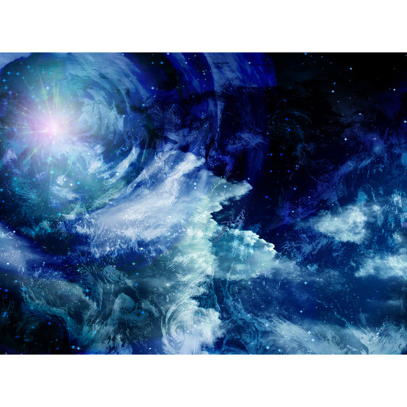 Photography Moon and Stars Mural Giant Wall Covering for Dining Room, Custom Printed Clearhalo 'Wall Decor' 'Wall Mural' 1689547