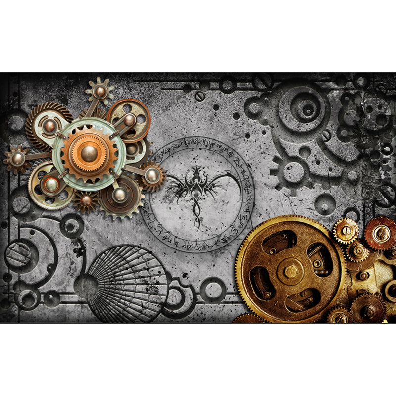 Industrial Metal Gearing Wall Mural Light Color Chain Transmission Wall Covering Clearhalo 'Wall Decor' 'Wall Mural' 1689567