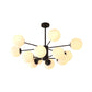 Amber/Blue/Clear Glass Spherical Chandelier Light Post Modern 6/8/10 Lights Black Pendant Lamp for Bedroom Clearhalo 'Ceiling Lights' 'Chandeliers' 'Clear' 'Glass shade' 'Glass' 'Industrial' 'Modern Chandeliers' 'Modern' 'Tiffany' 'Traditional Chandeliers' Lighting' 168957