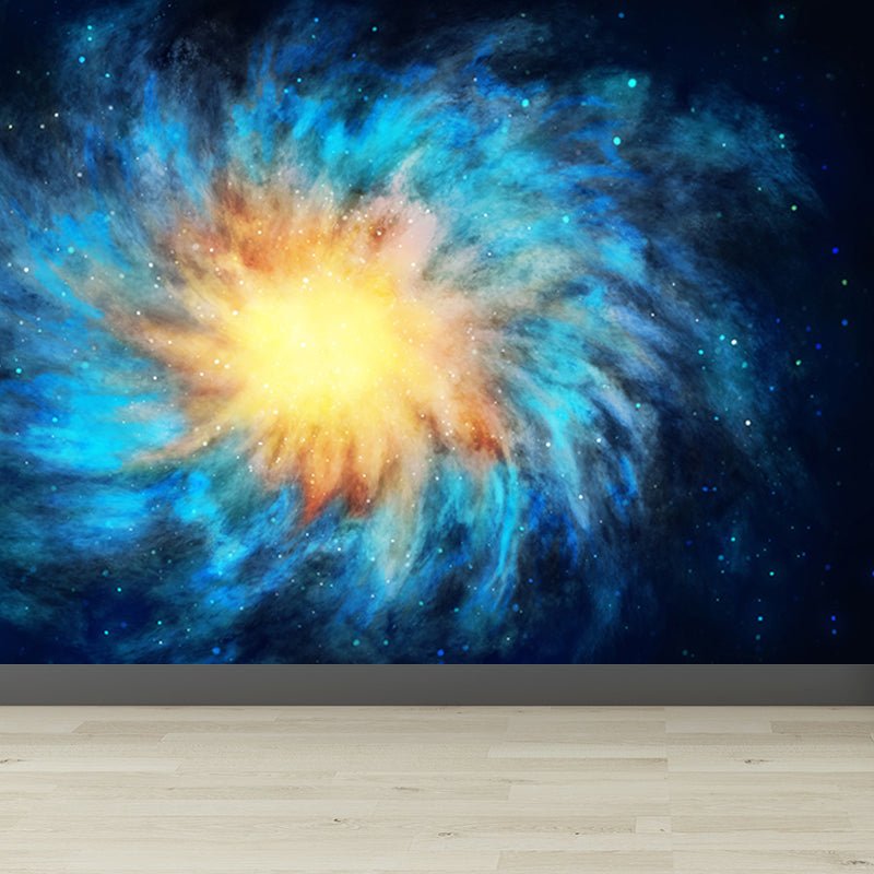 Contemporary Boys Mural Decal Miraculous Stars Spiral Scenery Blue Wall Covering Clearhalo 'Wall Decor' 'Wall Mural' 1689576