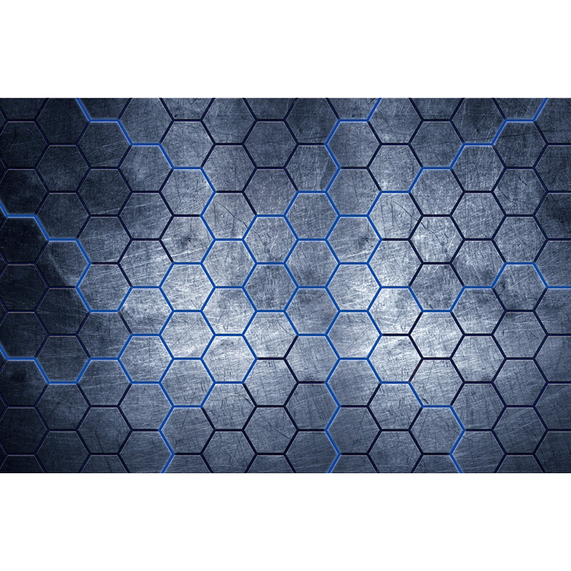 Industrial Hexagon Pattern Wall Mural Dark Gray Decorative Wall Covering for Living Room Clearhalo 'Wall Decor' 'Wall Mural' 1689607