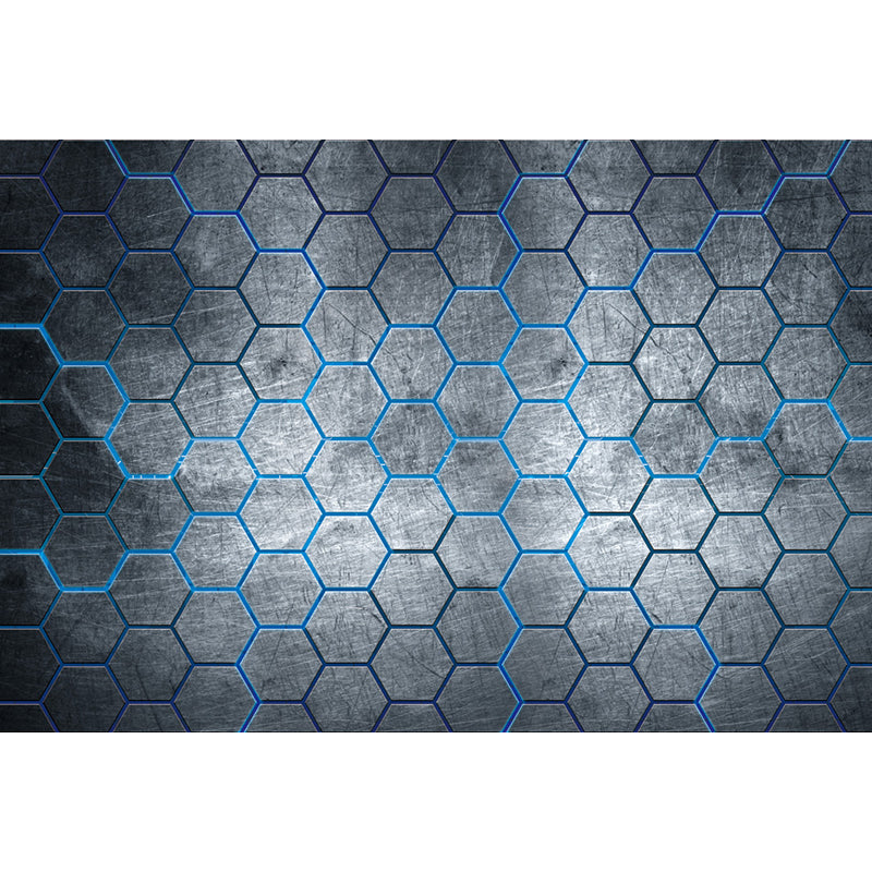 Industrial Hexagon Pattern Wall Mural Dark Gray Decorative Wall Covering for Living Room Clearhalo 'Wall Decor' 'Wall Mural' 1689617