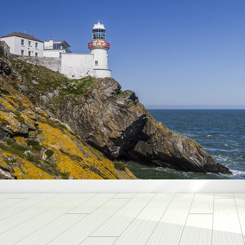 Fabulous Lighthouse Mural Wallpaper for Living Room, Blue, Custom Size Available Blue Design 3 Clearhalo 'Wall Decor' 'Wall Mural' 1689629