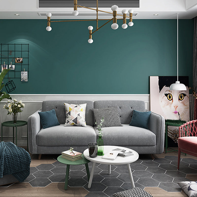 Solid Color Wallpaper Roll Stain-Proof Contemporary Living Room Wall Art, 54.2-sq ft Peacock Green 1 Set Clearhalo 'Modern wall decor' 'Modern' 'Wallpaper' Wall Decor' 1689644