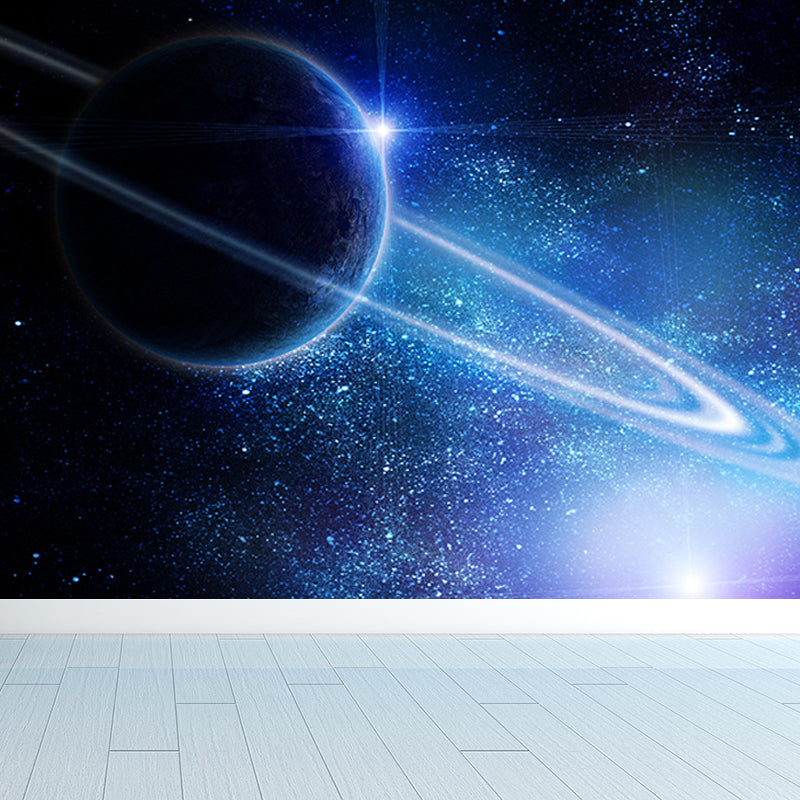 Mystical Planet Wall Mural Contemporary Non-Woven Cloth Wall Covering in Dark Blue Dark Blue Design 1 Clearhalo 'Wall Decor' 'Wall Mural' 1689670