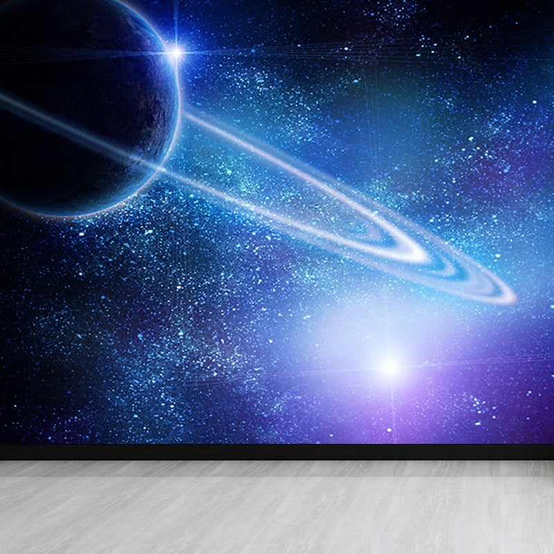 Mystical Planet Wall Mural Contemporary Non-Woven Cloth Wall Covering in Dark Blue Clearhalo 'Wall Decor' 'Wall Mural' 1689671