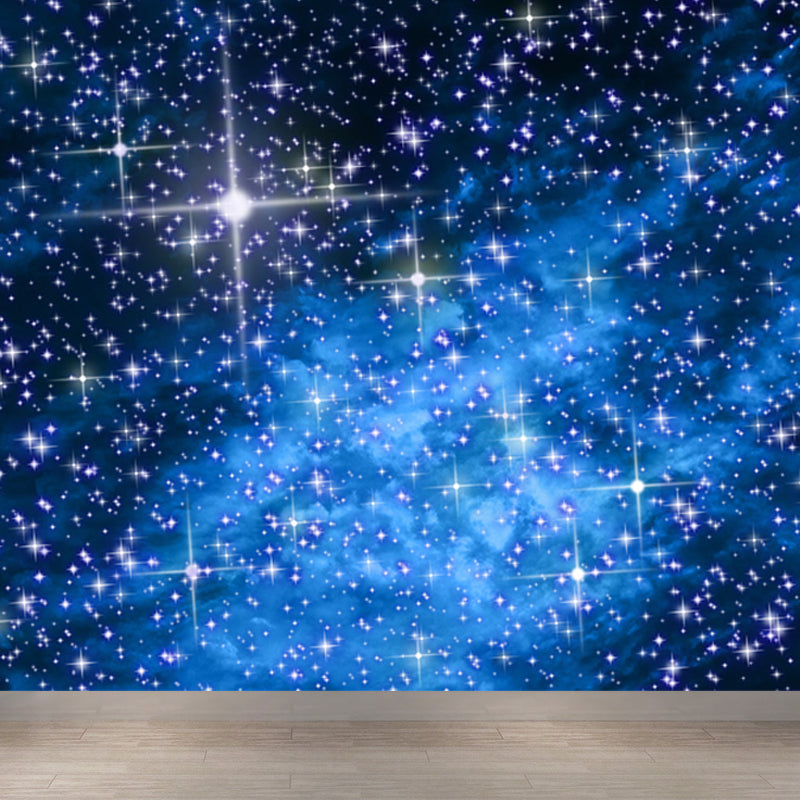 Dark Blue Nebula Mural Wallpaper Space Modern Washable Wall Covering for Kitchen Clearhalo 'Wall Decor' 'Wall Mural' 1689711