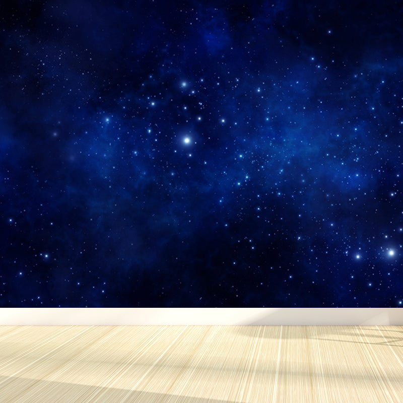 Dark Blue Nebula Mural Wallpaper Space Modern Washable Wall Covering for Kitchen Clearhalo 'Wall Decor' 'Wall Mural' 1689721