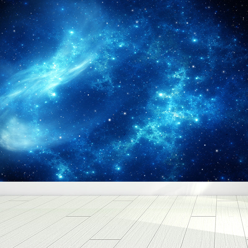 Dark Blue Nebula Mural Wallpaper Space Modern Washable Wall Covering for Kitchen Dark Blue Design 4 Clearhalo 'Wall Decor' 'Wall Mural' 1689725