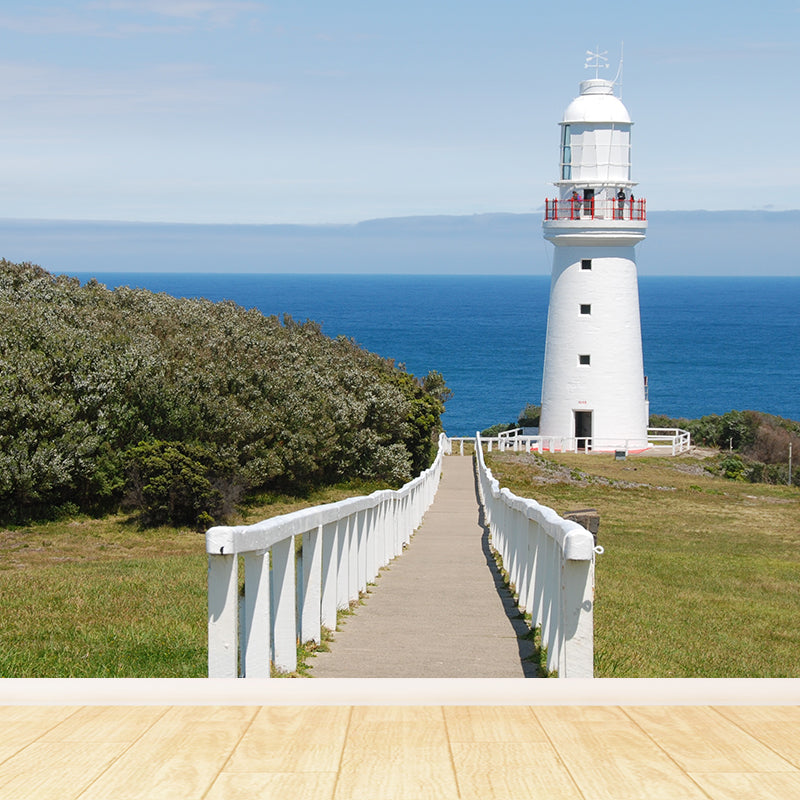 Photography Style Beacon Wall Mural for Living Room, Blue, Custom Size Available Clearhalo 'Wall Decor' 'Wall Mural' 1689790