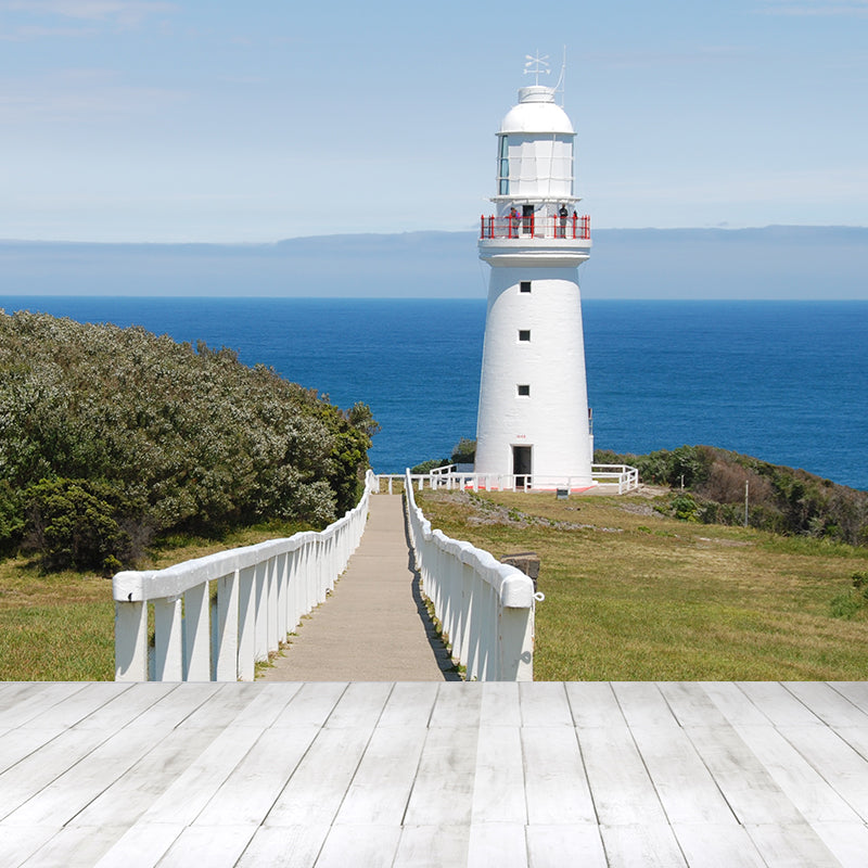 Photography Style Beacon Wall Mural for Living Room, Blue, Custom Size Available Clearhalo 'Wall Decor' 'Wall Mural' 1689791