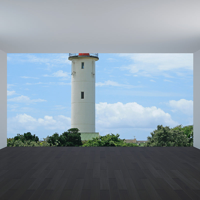 Photography Style Beacon Wall Mural for Living Room, Blue, Custom Size Available Clearhalo 'Wall Decor' 'Wall Mural' 1689795