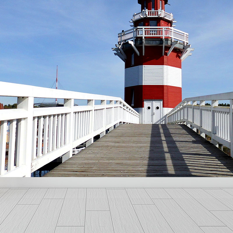 Photography Style Beacon Wall Mural for Living Room, Blue, Custom Size Available Clearhalo 'Wall Decor' 'Wall Mural' 1689800