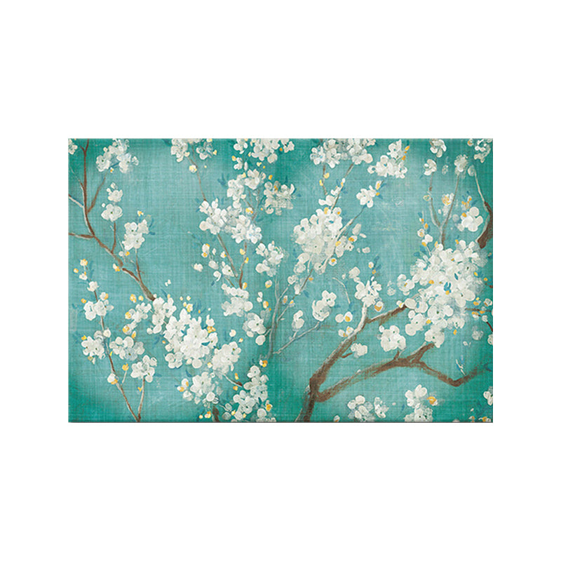 Blossoming Plum Tree Wall Art Traditional Canvas Painting in White on Blue for Bedroom Clearhalo 'Art Gallery' 'Canvas Art' 'Traditional' Arts' 1689820