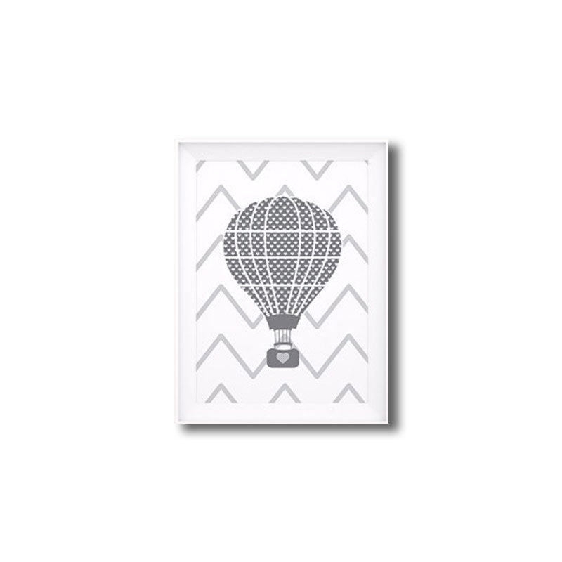 Grey Hot Air Balloon Painting Decorative Cartoon for Playing Room Canvas Wall Art Clearhalo 'Art Gallery' 'Canvas Art' 'Kids' Arts' 1689834